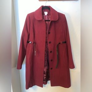 Motherhood Maternity Burgundy/Maroon Pea Coat, Size Small
